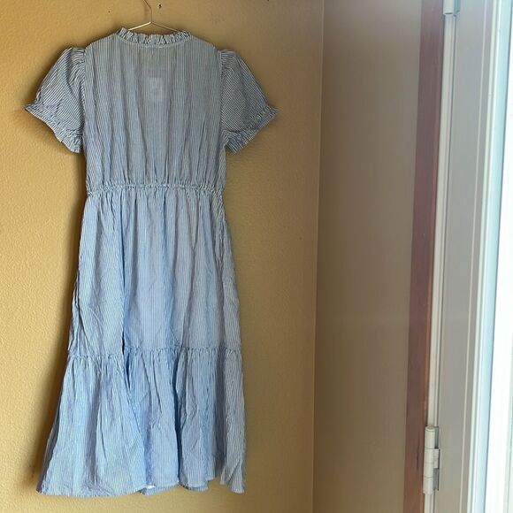 NWT J Crew Factory Dress Ruffle Neck Puff Sleeve 8P - Picture 3 of 10